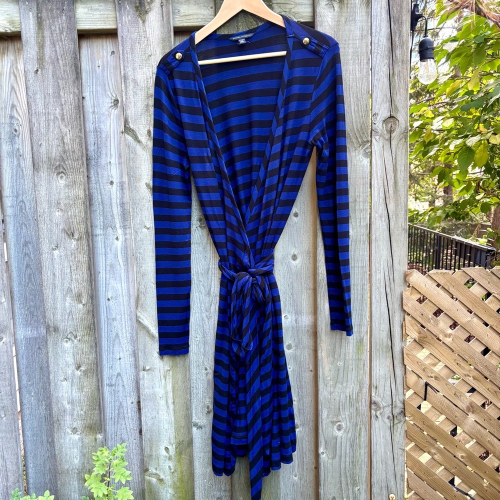 Banana Republic Wrap Dress Violet-blue and Black Striped